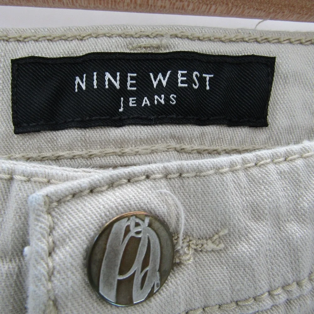 Beige Straight Leg Jeans 8/29 Nine West Mid Rise Stretch Embellished Pockets‎